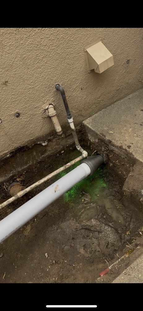 PVC water line leak repair with dye leak-detection test